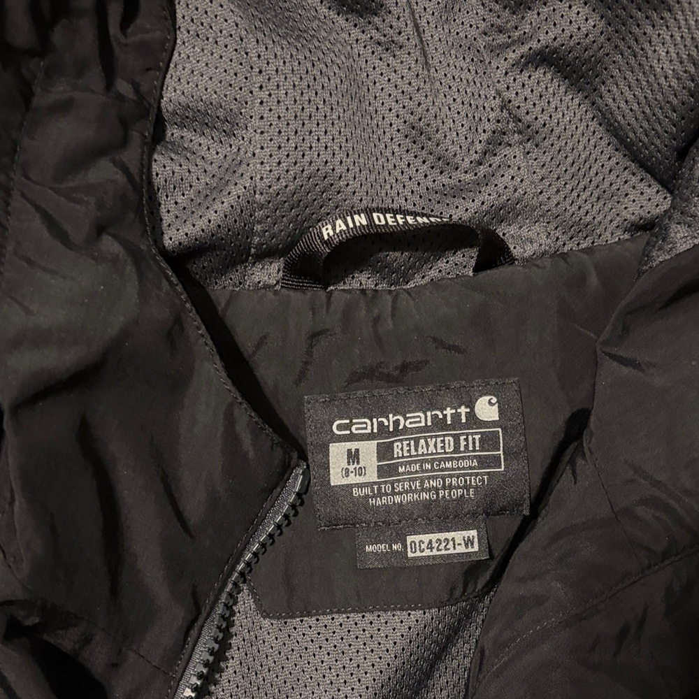 Carhartt Black Hooded Lightweight Rain Defender Jacket - Picture 2 of 3